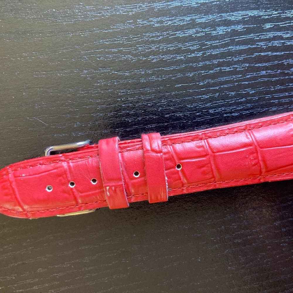 “24 Saddle Leather Watch Band-Red”